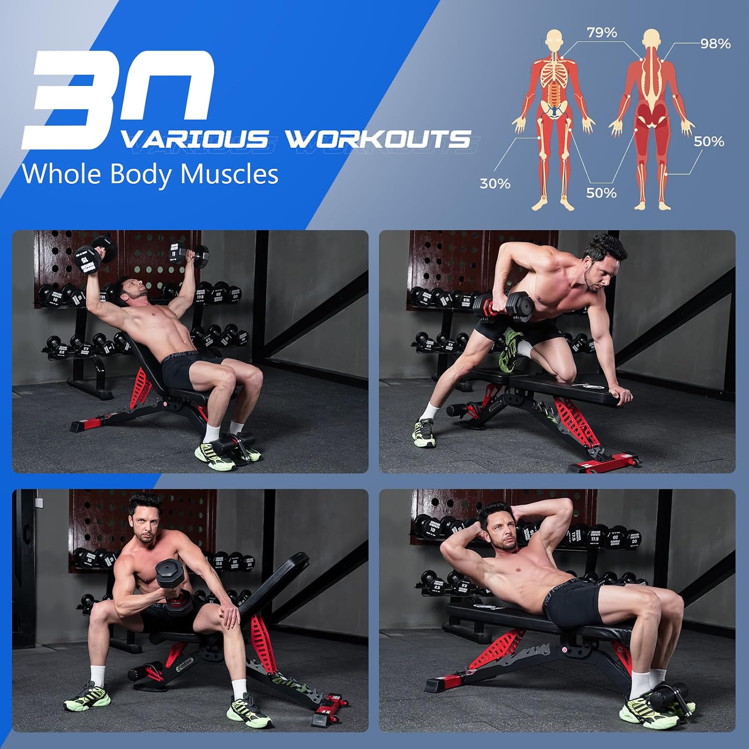 Adjustable Weight Bench, 1500  - Home Gym Weight Bench ulasan dan harga