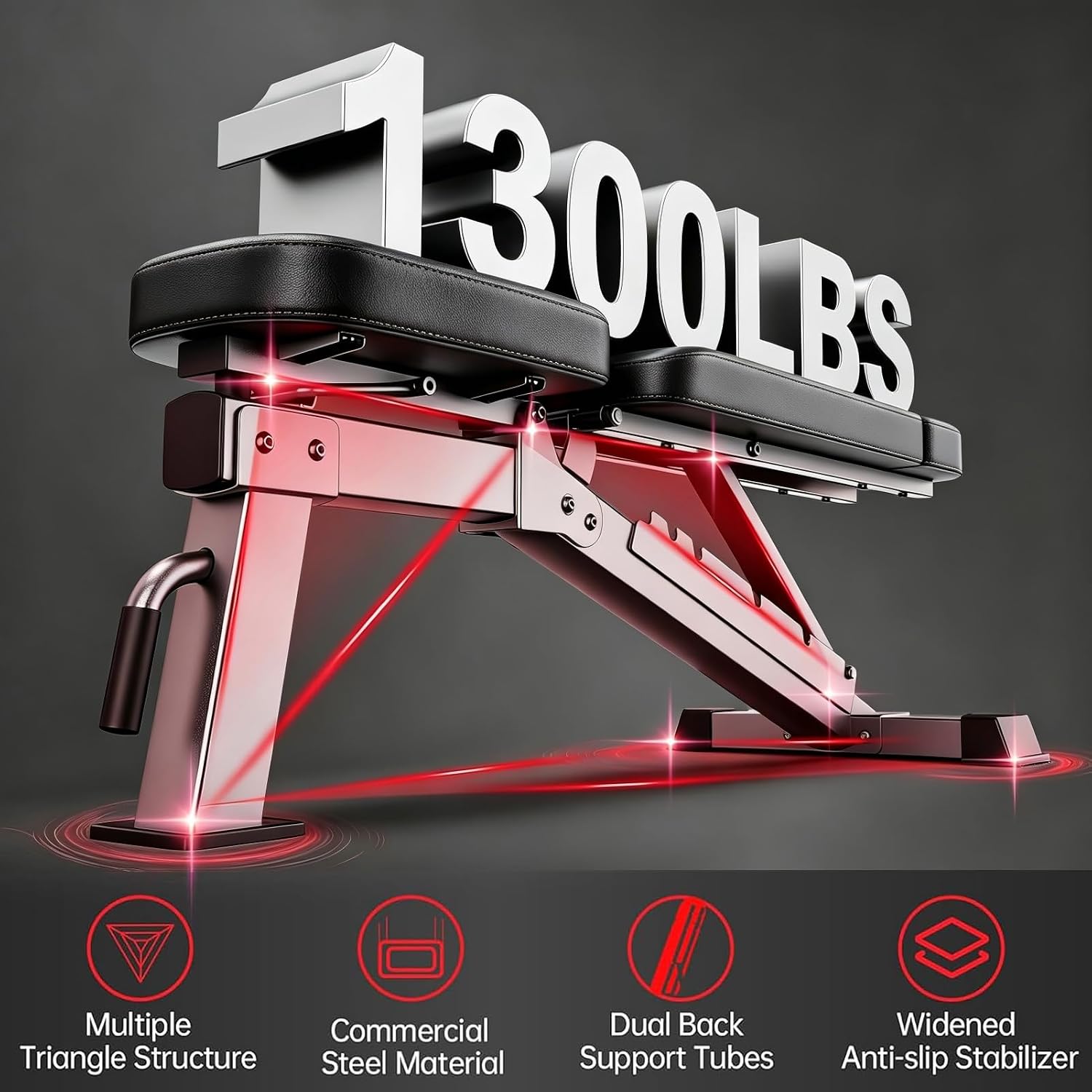 Adjustable Weight Bench 1300LB - Home Gym Weight Bench ulasan dan harga