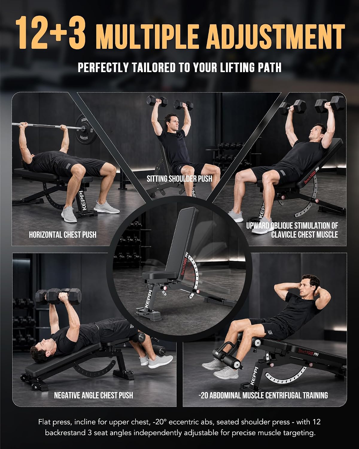 Adjustable Weight Bench 1200LB - Home Gym Weight Bench ulasan dan harga