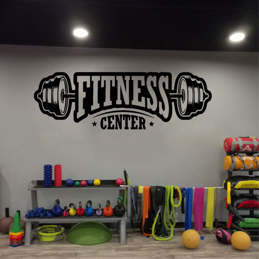 Gym vinyl decor wall decal fit - Home Gym Furniture ulasan dan harga
