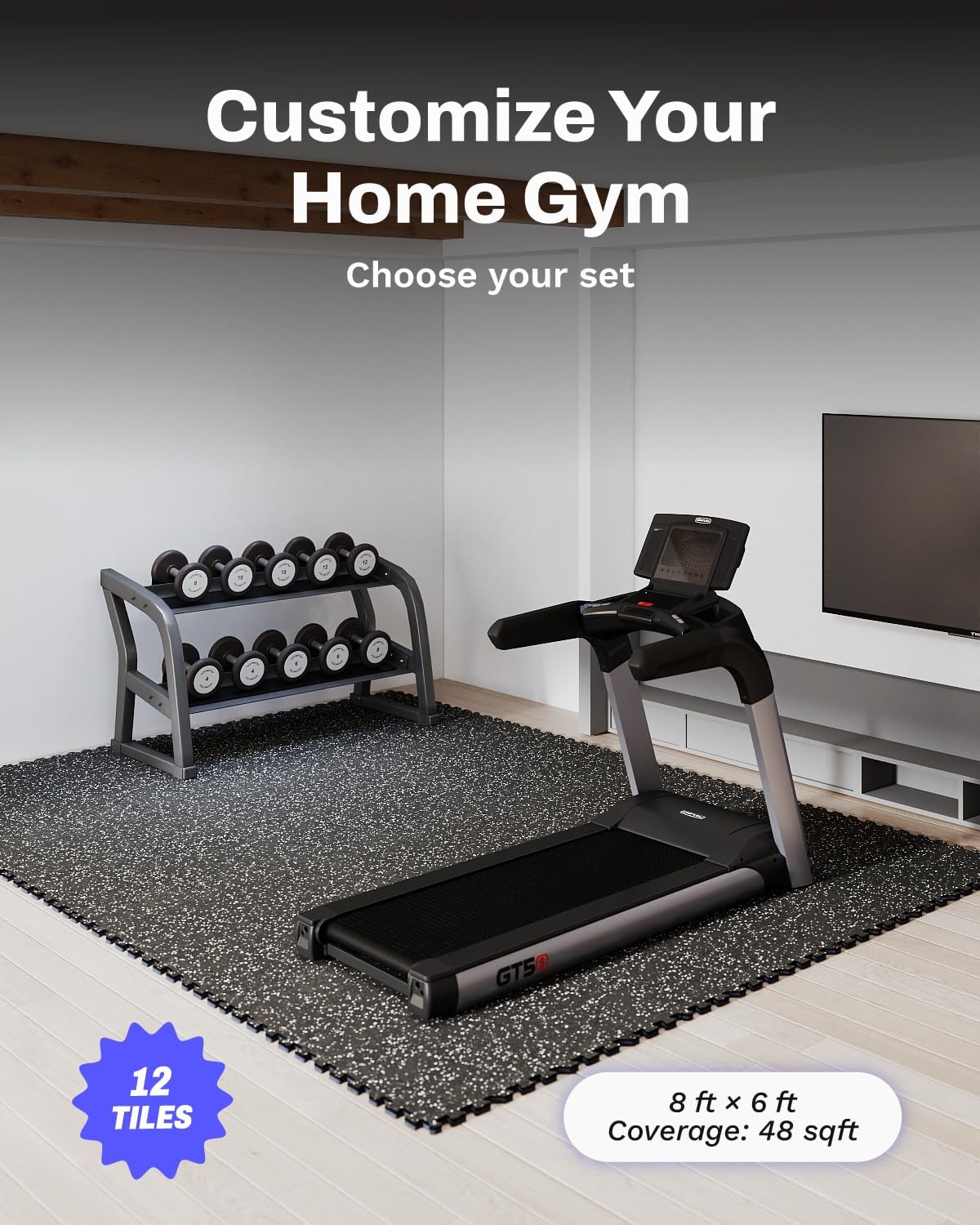 0.56in Thick 48 Sq Ft Exercise - Home Gym Rubber Flooring ulasan dan harga